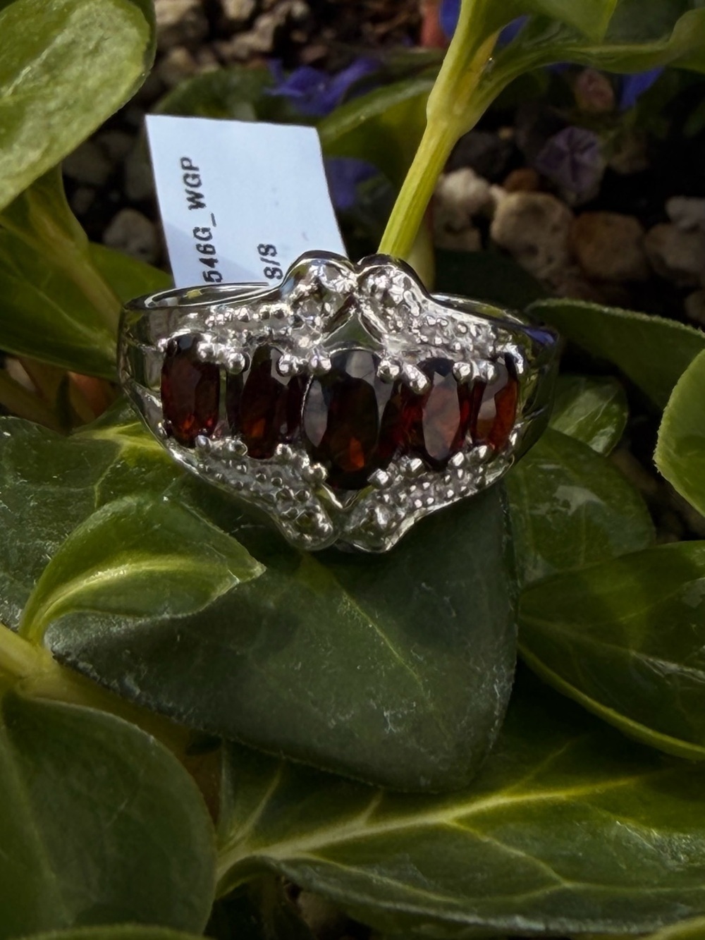 AA Garnet 1.28 CTW 14K White Gold Over Sterling Silver Ring Size 7